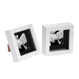 "Nicola Spring 4 X 4"" Photo Frames - White/black Mount - 3D Picture Frame Box Portrait Display Case (12.5 X 12.5Cm) Set Of 2" - thumbnail 1