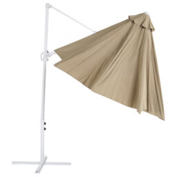 Wyld and Coco 295Cm Octagonal Patio Parasol Taupe - 360 Swivel, Crank, White Aluminium Pole - thumbnail 5
