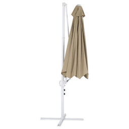 Wyld and Coco 295Cm Octagonal Patio Parasol Taupe - 360 Swivel, Crank, White Aluminium Pole - thumbnail 6