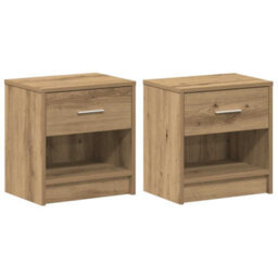 Berkfield Bedside Cabinets 2 Pcs With Drawer Artisan Oak 39X28X41 Cm - thumbnail 2