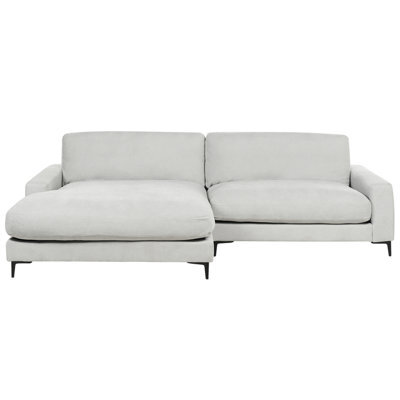 Beliani Corner Sofa 3 Seater Maloy Chenille Light Grey Right Hand - image 1