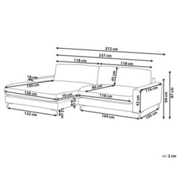 Beliani Corner Sofa 3 Seater Maloy Chenille Light Grey Right Hand - thumbnail 3