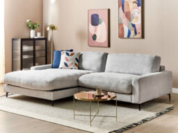 Beliani Corner Sofa 3 Seater Maloy Chenille Light Grey Right Hand - thumbnail 2