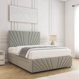 Bsspoke Rose Divan Bed Set Silver Plush Velvet 24Inch Headboard & Footboard & Mattress No Drawers In 3Ft 4Ft 4Ft6 5Ft 6Ft - thumbnail 2