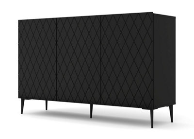 Arte Modern Diune Tv Cabinet  In Black Matt And Black Legs 1450mm - image 1