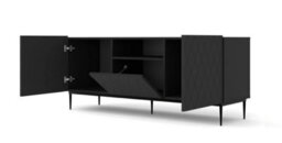 Arte Modern Diune Tv Cabinet  In Black Matt And Black Legs 1450mm - thumbnail 2