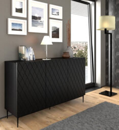 Arte Modern Diune Tv Cabinet  In Black Matt And Black Legs 1450mm - thumbnail 3