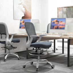 Homcom Mesh Draughtsman Chair, Ergonomic Drafting Chair, Grey