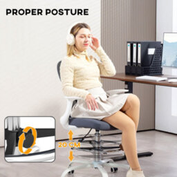 Homcom Mesh Draughtsman Chair, Ergonomic Drafting Chair, Grey - thumbnail 6