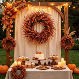 Amorly 27 In Large Artificial Autumn Eucalyptus Wreath (Fall Orange) Fake Full Eucalyptus Leaves Wreath, For Front Door,porch,window - thumbnail 8