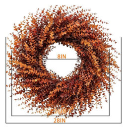 Amorly 27 In Large Artificial Autumn Eucalyptus Wreath (Fall Orange) Fake Full Eucalyptus Leaves Wreath, For Front Door,porch,window - thumbnail 2