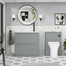 Royal Bathrooms Royal Bathroom Elmore 800mm Matt Pebble Grey Freestanding Vanity Unit 2 Drawer With Plain White Worktop & No Basin - thumbnail 5