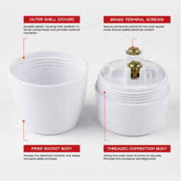 E27 Edison Screw Bulb Holder 6V White With Brass Terminals Heat Resistant For Led Lights Pack Of 5 - thumbnail 4
