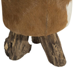 Beliani Footstool Kent Leather Golden Brown - thumbnail 6