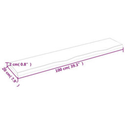Berkfield Wall Shelf Light Brown 100X20X2 Cm Treated Solid Wood Oak - thumbnail 4