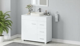 White Under Sink Bathroom Cabinet With Storage Shelf - thumbnail 1