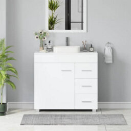 White Under Sink Bathroom Cabinet With Storage Shelf - thumbnail 5