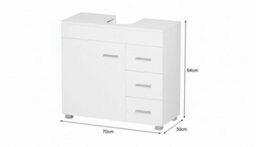 White Under Sink Bathroom Cabinet With Storage Shelf - thumbnail 2