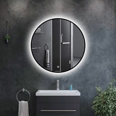 Kai Bathrooms Aphrodite Steam Free Colour Changing Mirror - 800mm Black Frame Energy Efficient Wall Mounted Mirror