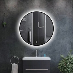 Kai Bathrooms Aphrodite Steam Free Colour Changing Mirror - 800mm Black Frame Energy Efficient Wall Mounted Mirror