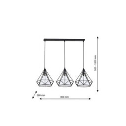 Milagro Triangolo Pendant Lamp Stylish Hand Made Industrial Chic Matt Black With Delicate White Fabric Shades - thumbnail 5