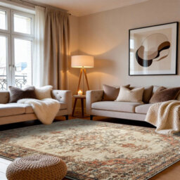 Bedlooms Timeless Cashmere Rug 120X170Cm, Vintage Floral Medallion, Anti-Slip, Stain Resistant, Bed & Dining Room Carpet - thumbnail 8