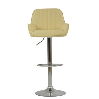 Lakeland Furniture Blair Cream Faux Leather Chrome Gas Lift Bar Stool