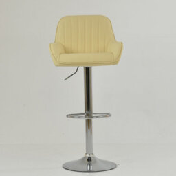Lakeland Furniture Blair Cream Faux Leather Chrome Gas Lift Bar Stool - thumbnail 3