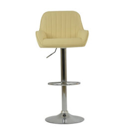 Lakeland Furniture Blair Cream Faux Leather Chrome Gas Lift Bar Stool
