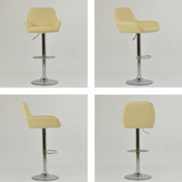 Lakeland Furniture Blair Cream Faux Leather Chrome Gas Lift Bar Stool - thumbnail 2