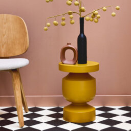 Sweeek - Metal Side Table Mustard Yellow 30.5X30.5X43.5 Cm - Alma - thumbnail 1
