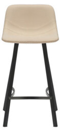 Lamboro Antico Faux Leather Kitchen Bar Stool, Matt Black Fixed Height Legs With Footrest, Breakfast & Home Bar Stool - Cream - thumbnail 6