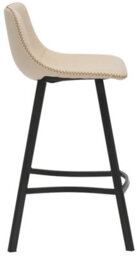Lamboro Antico Faux Leather Kitchen Bar Stool, Matt Black Fixed Height Legs With Footrest, Breakfast & Home Bar Stool - Cream - thumbnail 3
