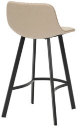 Lamboro Antico Faux Leather Kitchen Bar Stool, Matt Black Fixed Height Legs With Footrest, Breakfast & Home Bar Stool - Cream - thumbnail 4