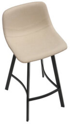 Lamboro Antico Faux Leather Kitchen Bar Stool, Matt Black Fixed Height Legs With Footrest, Breakfast & Home Bar Stool - Cream - thumbnail 8