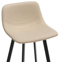 Lamboro Antico Faux Leather Kitchen Bar Stool, Matt Black Fixed Height Legs With Footrest, Breakfast & Home Bar Stool - Cream - thumbnail 9