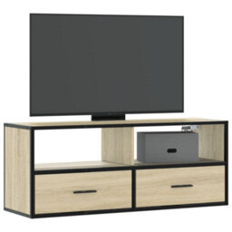 Berkfield Tv Cabinet Sonoma Oak 100X31X39.5 Cm Engineered Wood And Metal - thumbnail 1