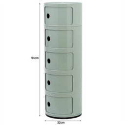 Green  - 5Tiers Cylindrical Round Storage Cabinet Cupboard Shelf Side End Table Shelf - thumbnail 2