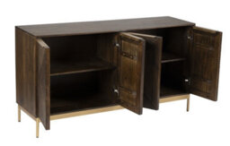 Buttercup Farm Zaine Carving 4 Door Sideboard - Mango Wood - L40 X W138 X H76 Cm - Dark Finish - Fully Assembled - thumbnail 4