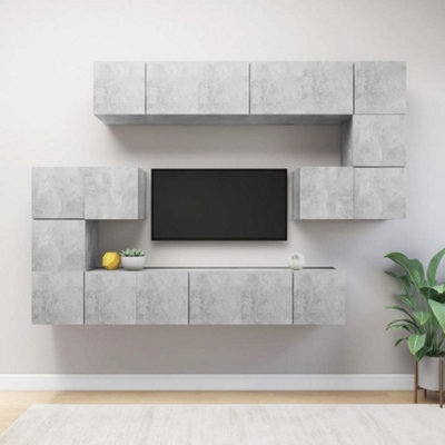 Berkfield 10 Piece Tv Cabinet Set Concrete Grey Engineered Wood - image 1