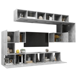 Berkfield 10 Piece Tv Cabinet Set Concrete Grey Engineered Wood - thumbnail 3
