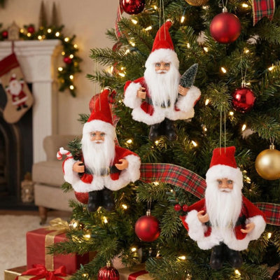 Urbn-Living Urbnliving 3 Mini Hanging Santa Claus Christmas Tree Bauble Ornament Traditional Decor - image 1