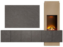 Acantha Zodiac Portrait Electric Media Wall In Slate Effect With 3 Storage Cupboards - thumbnail 2