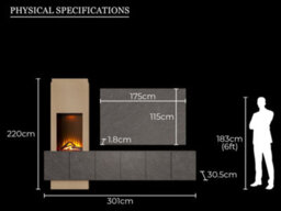Acantha Zodiac Portrait Electric Media Wall In Slate Effect With 3 Storage Cupboards - thumbnail 8