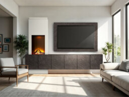 Acantha Zodiac Portrait Electric Media Wall In Slate Effect With 3 Storage Cupboards - thumbnail 9