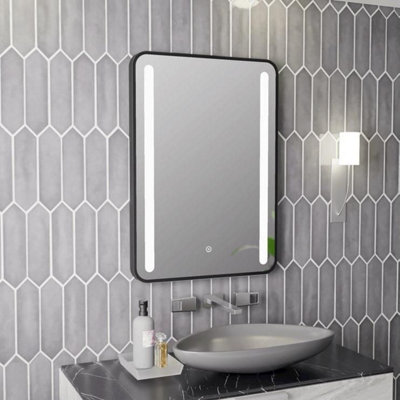 Aquarius Reflect 500 X 700mm Rounded Led Mirror With Black Trim Aqrf0128 - image 1