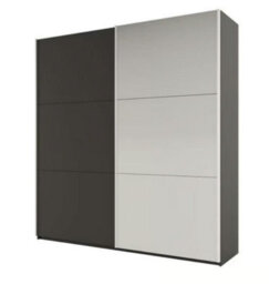 Arte Rodos 200Cm Sliding Mirror Door Wardrobe - Bold Graphite Matt With Full-Length Mirror - thumbnail 3