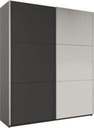Arte Rodos 200Cm Sliding Mirror Door Wardrobe - Bold Graphite Matt With Full-Length Mirror - thumbnail 1