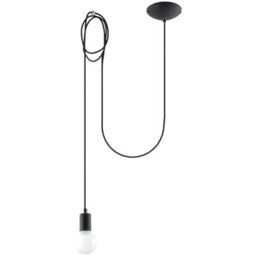 Sollux Lighting Edison Fabric & Steel Black 1 Light Classic Pendant Ceiling Light - thumbnail 3