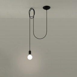 Sollux Lighting Edison Fabric & Steel Black 1 Light Classic Pendant Ceiling Light - thumbnail 2
